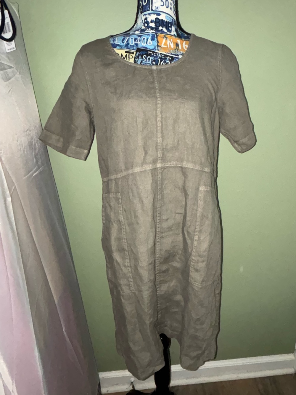 Pure Jill Garment-Dyed Linen Shift Dress